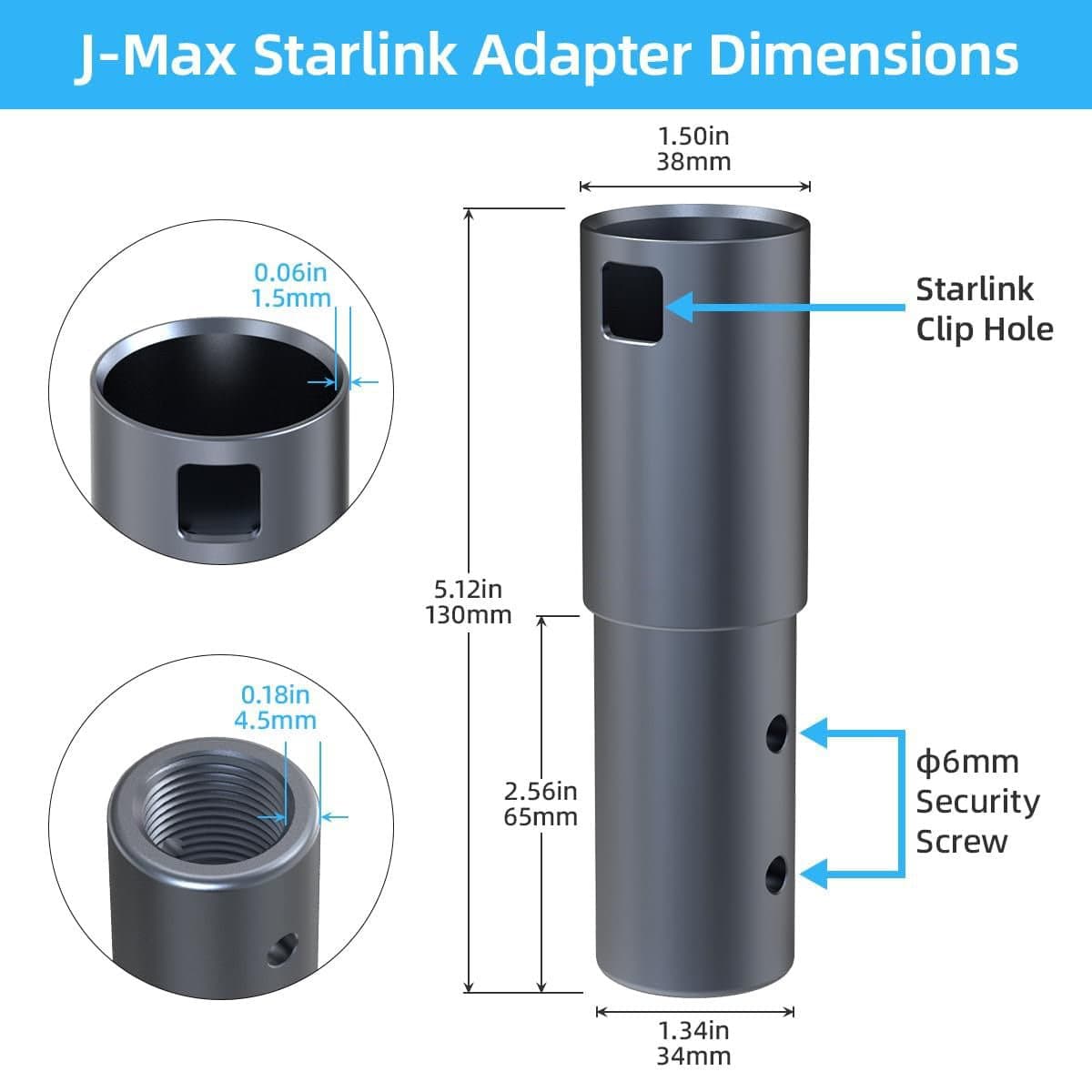Aluminum Pipe Mount Adapter for Starlink Gen 2 Dish thumbnail 6