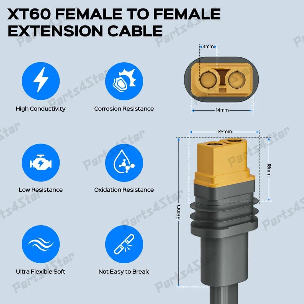 Starlink Gen 3 Performance XT60 12AWG Heavy-Duty Extension Cable - 10FT/3M thumbnail 3
