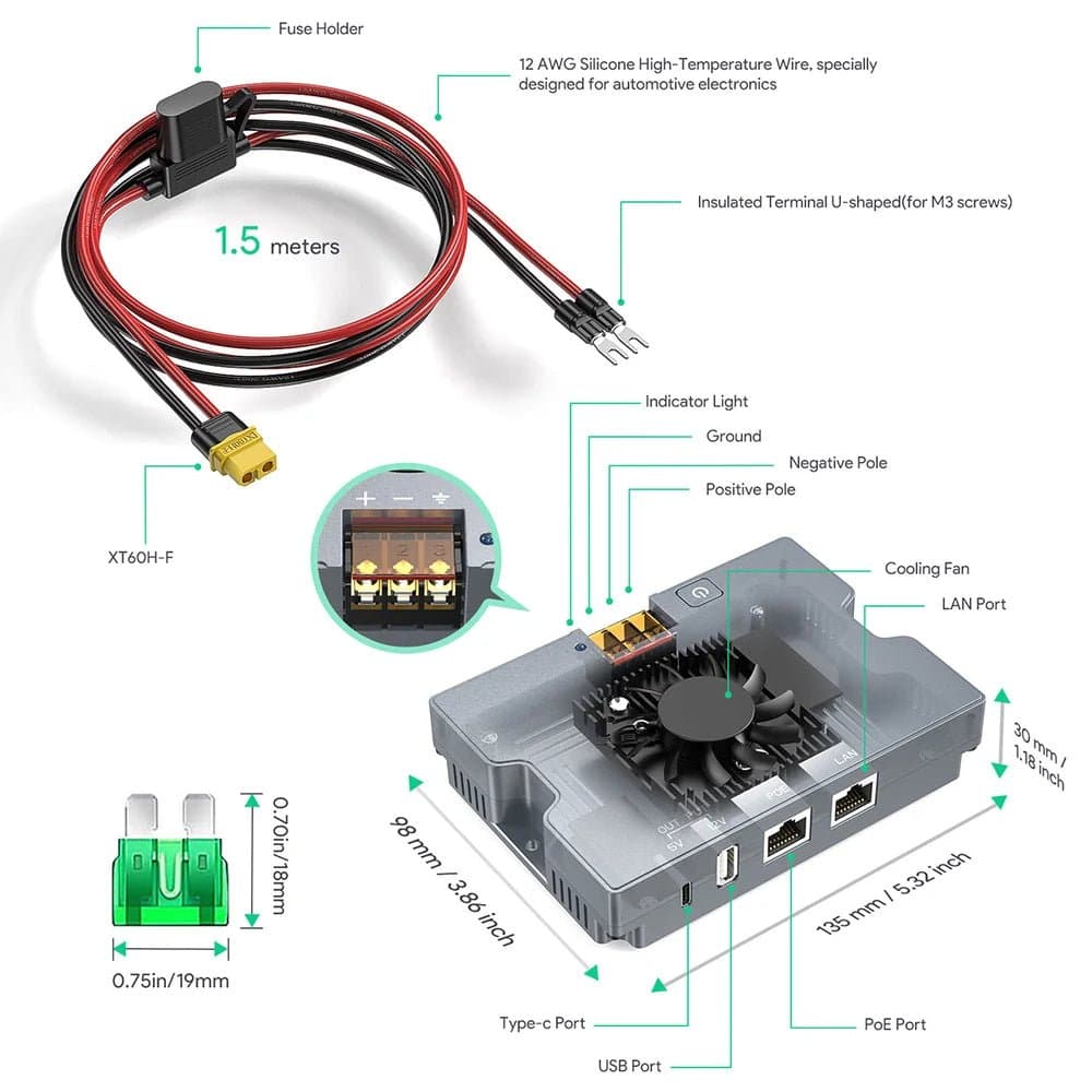5-in-1 PoE Injector for Starlink Performance Gen 3, 350W Passive PoE, 9鈥?6V DC Step-Up Converter, ESD Protection thumbnail 3