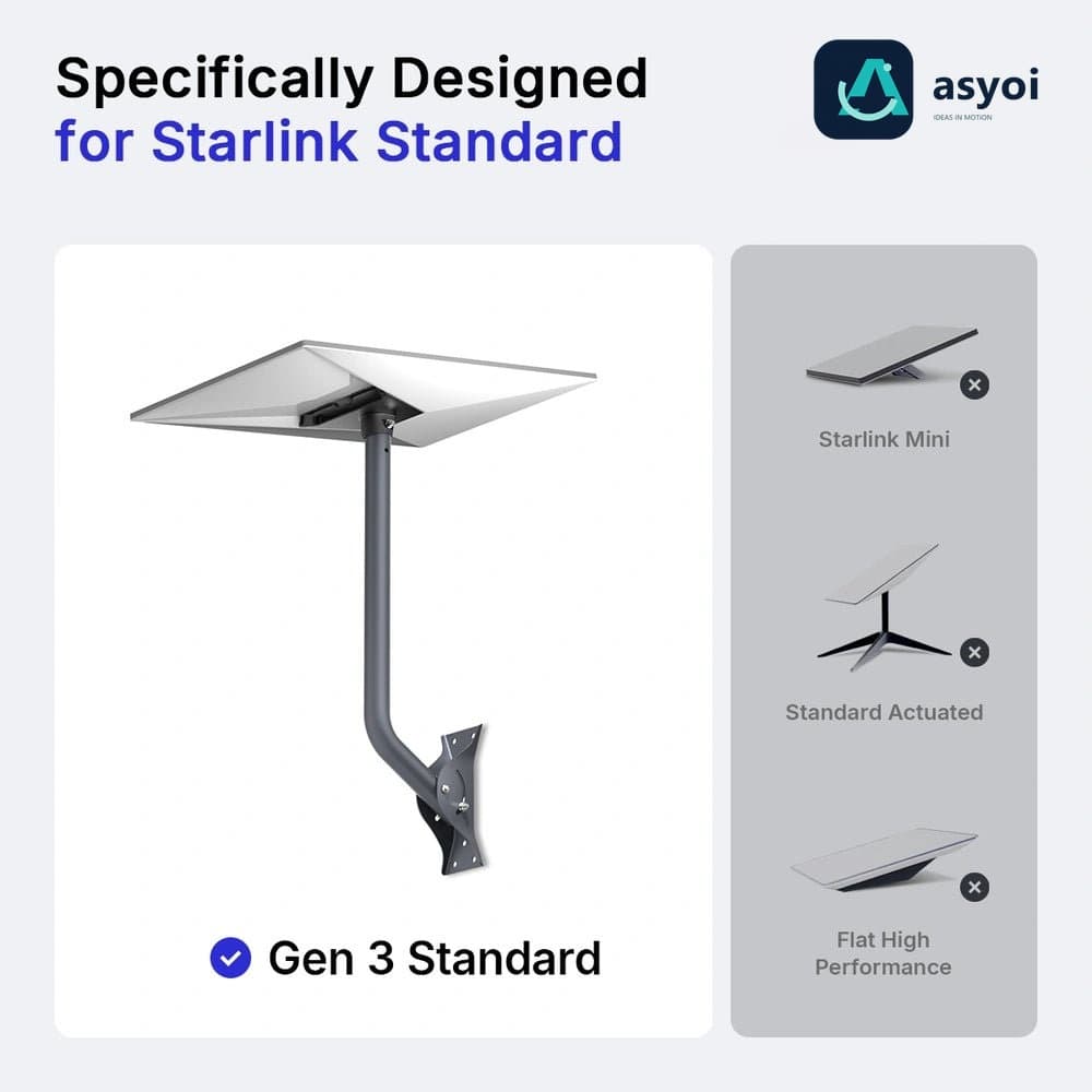Starlink Gen 3 Adjustable Wall Mount for Standard 4/4X - 26" Pole thumbnail 2