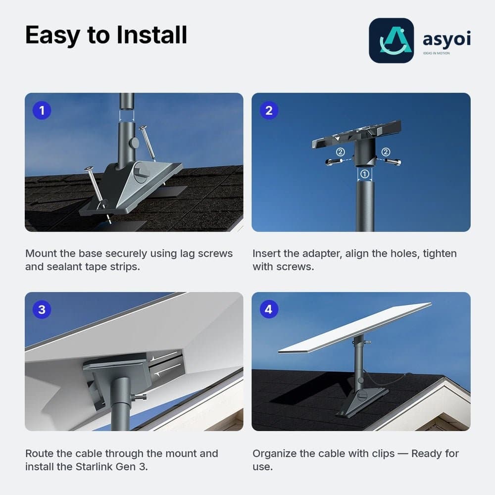 Starlink Gen 3 Roof Pivot Mount - 90掳 Tilt for Standard 4/4X thumbnail 6