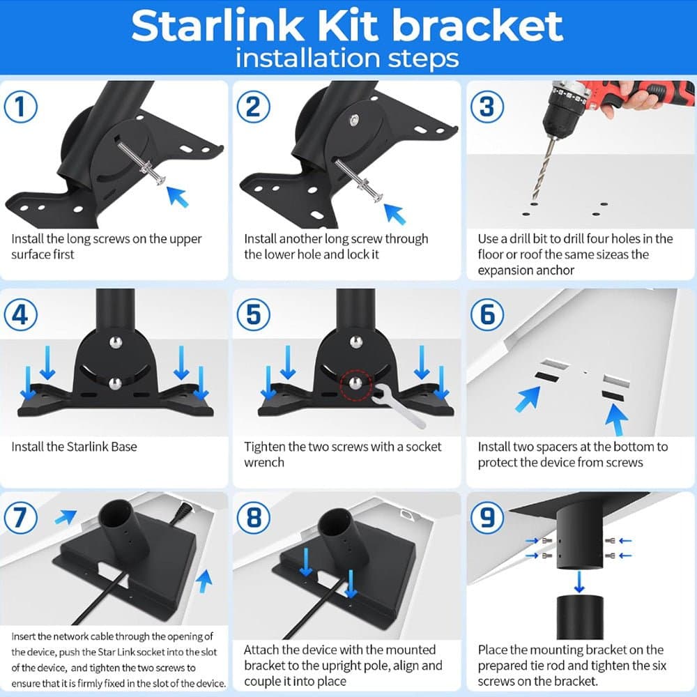 Starlink Gen 3 Adjustable Roof Pole Mount Kit for Standard 4 / 4X thumbnail 8