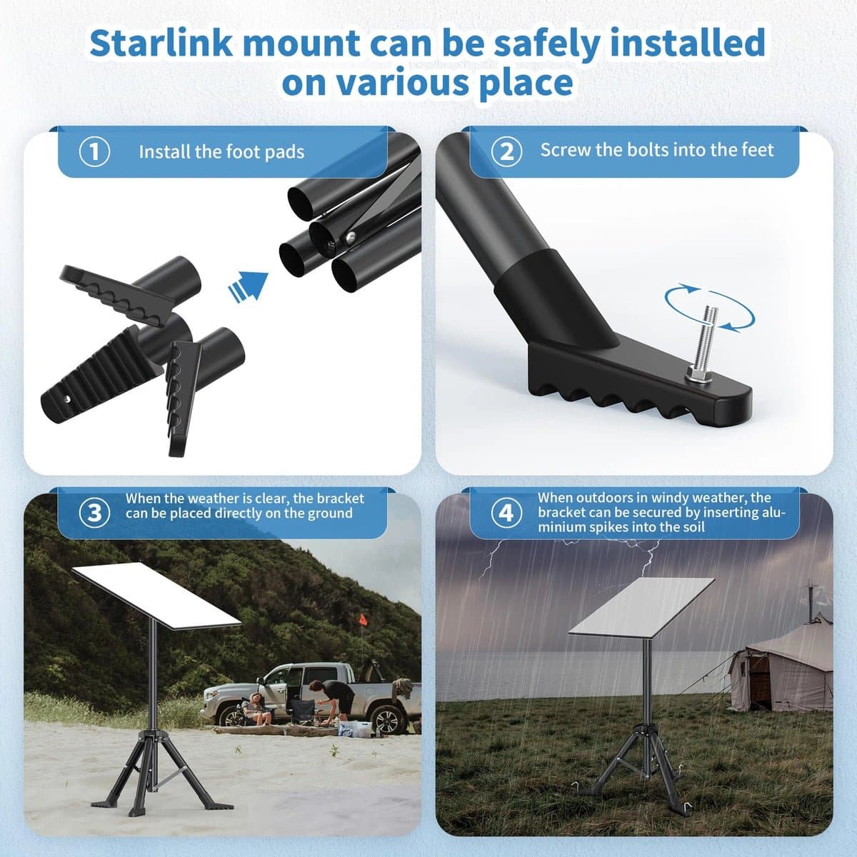 Starlink Standard 4/4X Tripod Mount - Height Adjustable, Gen 3/V3/V4 thumbnail 4