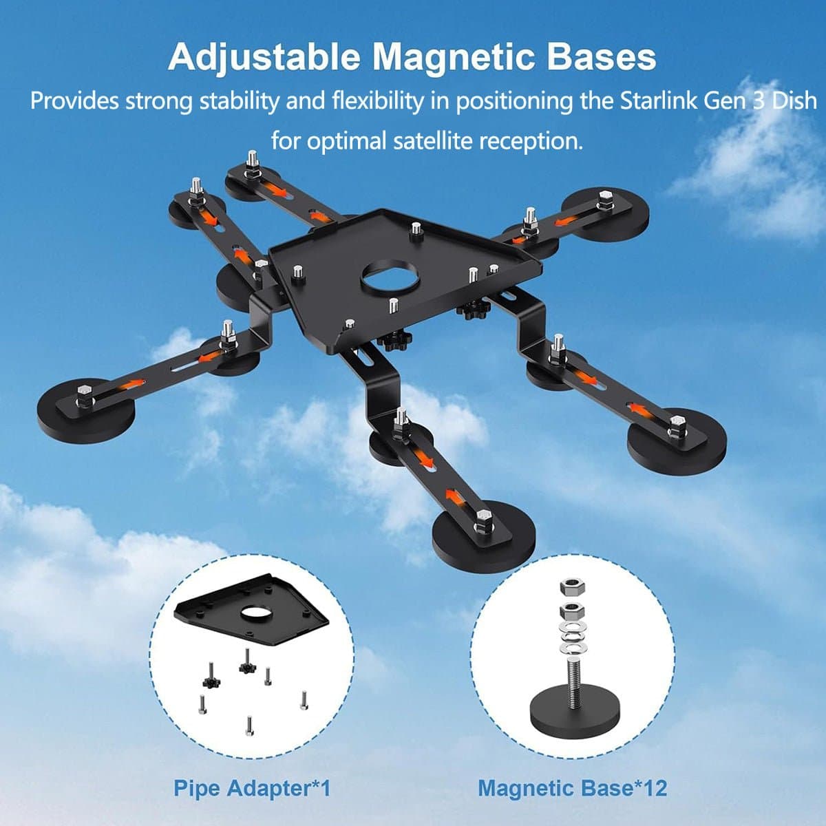 Starlink Gen 3 Adjustable Magnetic Car Mount Kit for Standard 4 / 4X thumbnail 3
