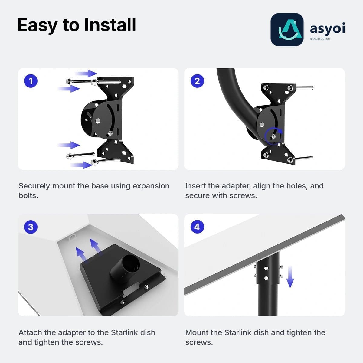 Starlink Gen 3 Adjustable Roof Wall Mount Kit for Standard 4 / 4X thumbnail 8