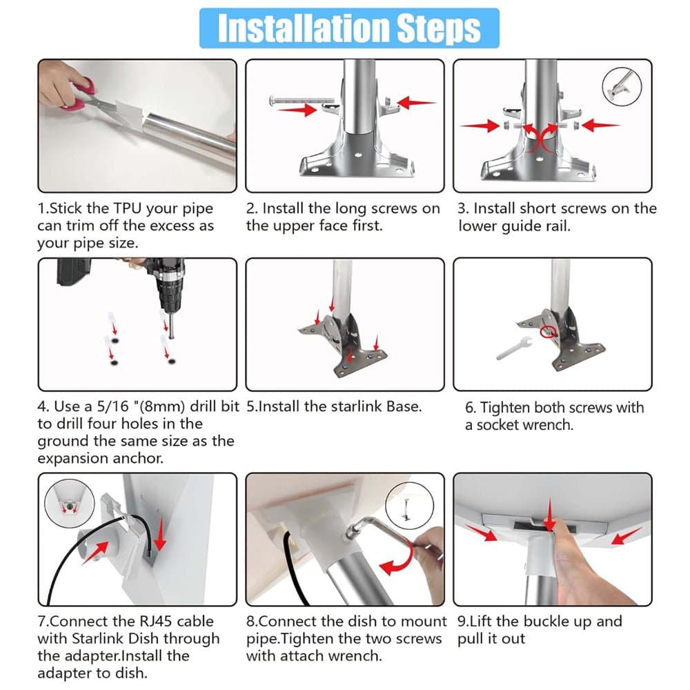 Starlink Gen 3 Straight Pipe Roof Mount Kit for Standard 4 / 4X thumbnail 8