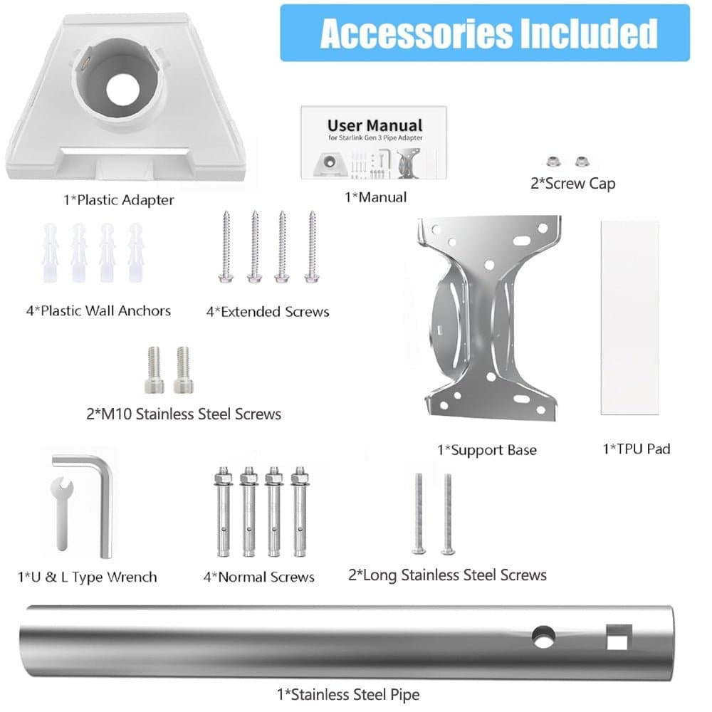 Starlink Gen 3 Straight Pipe Roof Mount Kit for Standard 4 / 4X thumbnail 9