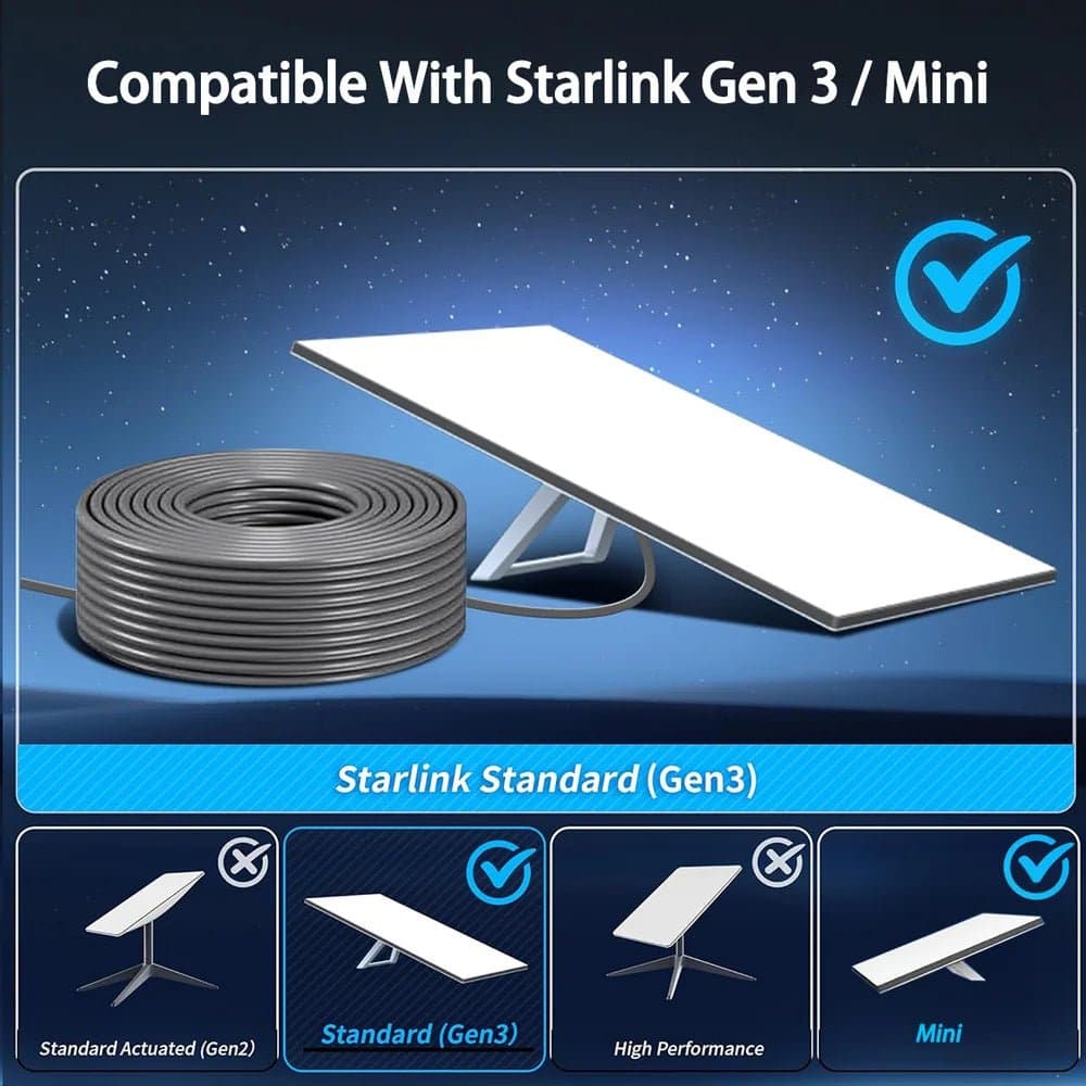 Starlink Standard 4/4X/Mini/V5 Extension Cable - 150FT Replacement for for Gen 3/V3/V4 thumbnail 7