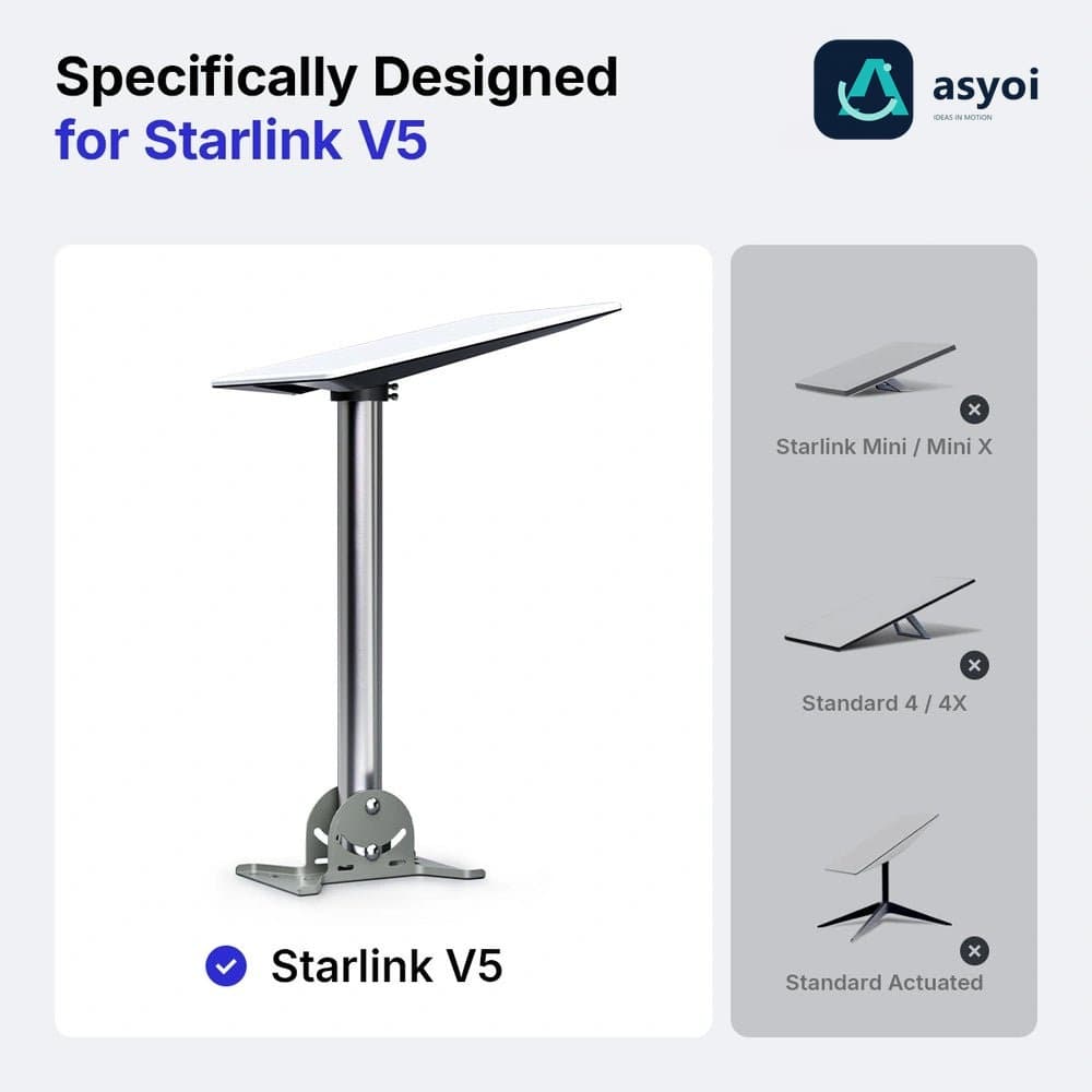 Starlink V5 Adjustable Roof Pole Mount Kit - Thickened Stainless-Steel thumbnail 2
