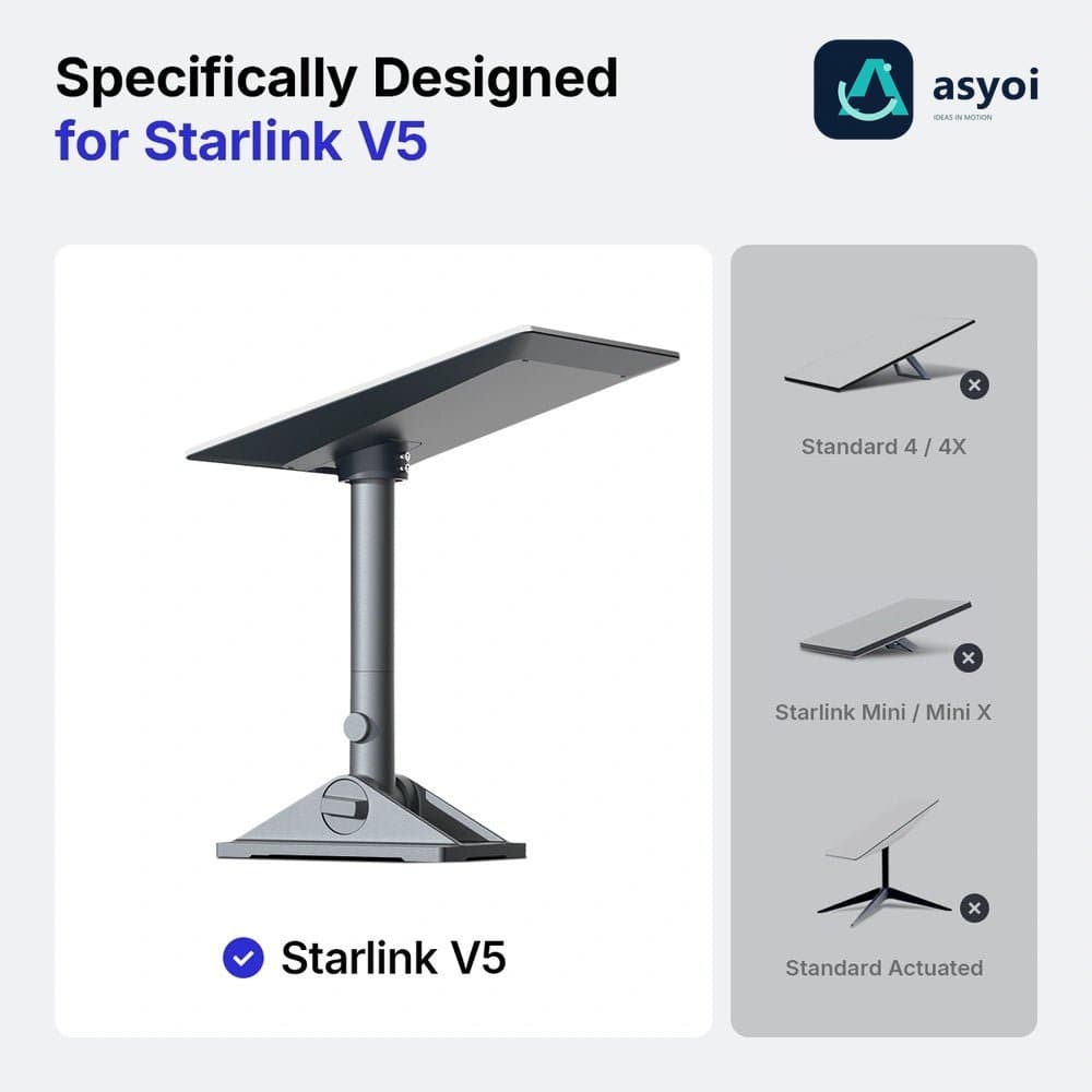 Starlink V5 Adjustable Roof Pivot Mounting Kit - 90掳 Tilt thumbnail 2