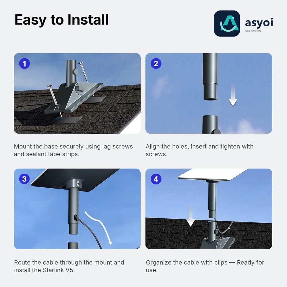 Starlink V5 Adjustable Roof Pivot Mounting Kit - 90掳 Tilt thumbnail 6