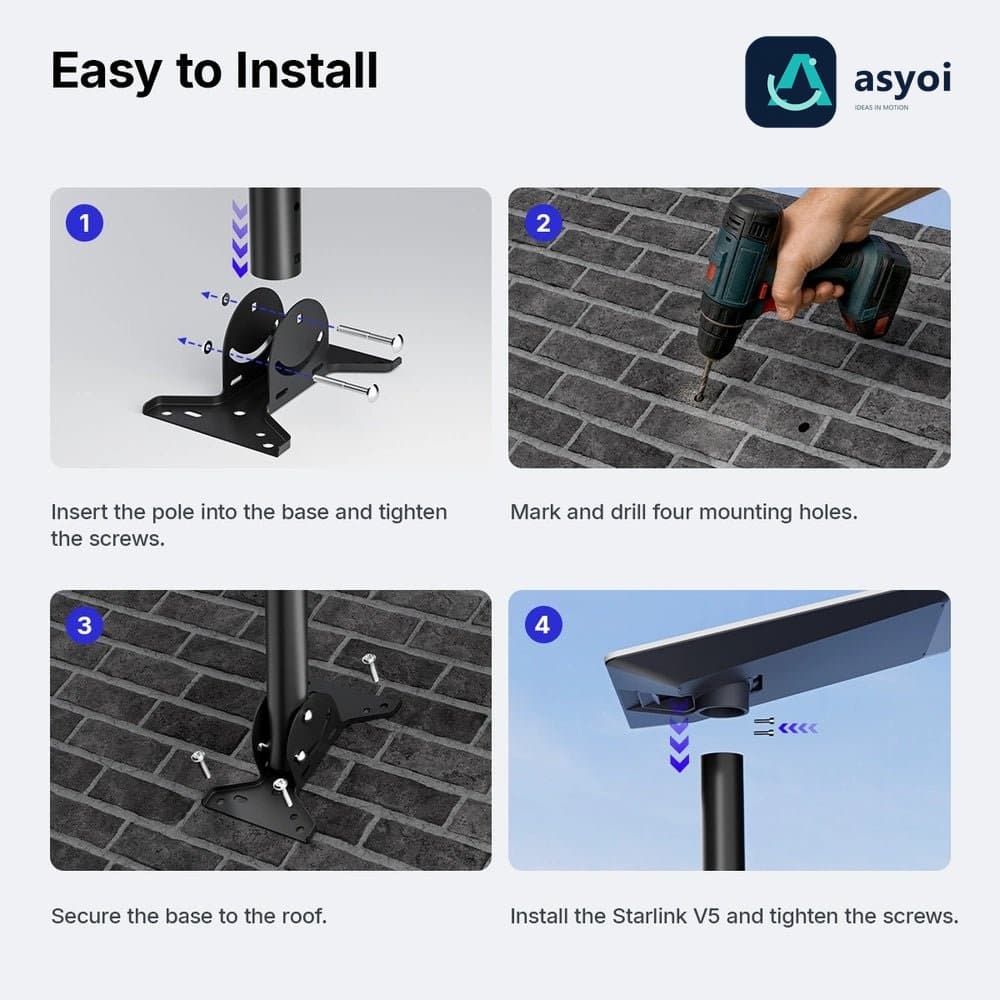 Starlink V5 Adjustable Roof Pole Mount Kit thumbnail 6
