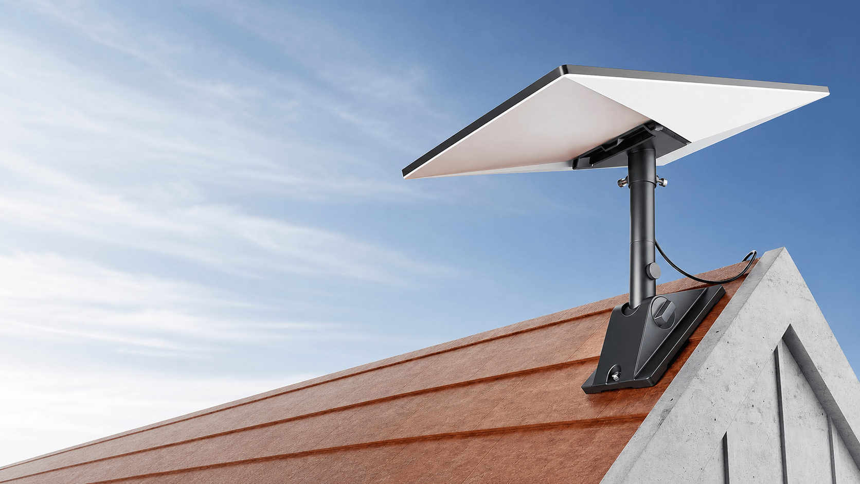Starlink-compatible roof mount installed on a tiled roof
