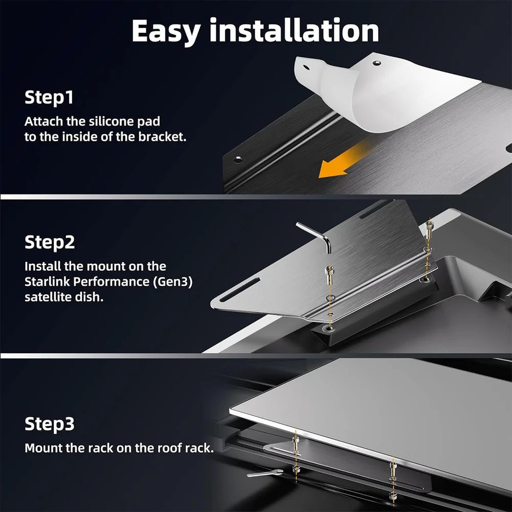 Stainless Steel Roof Rack Mount for Starlink Performance Gen 3 thumbnail 5