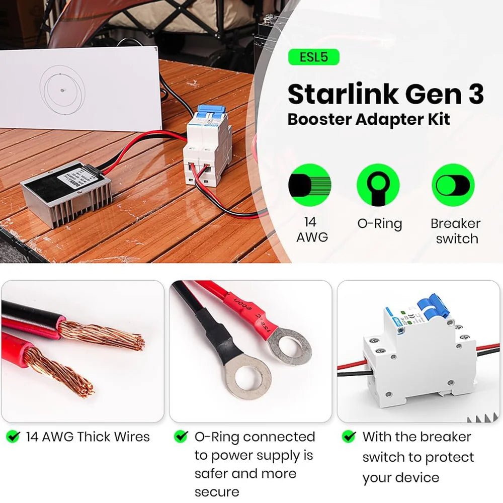 12V/24V to 57V Power Adapter with Switch for Starlink Standard 4/4X thumbnail 3