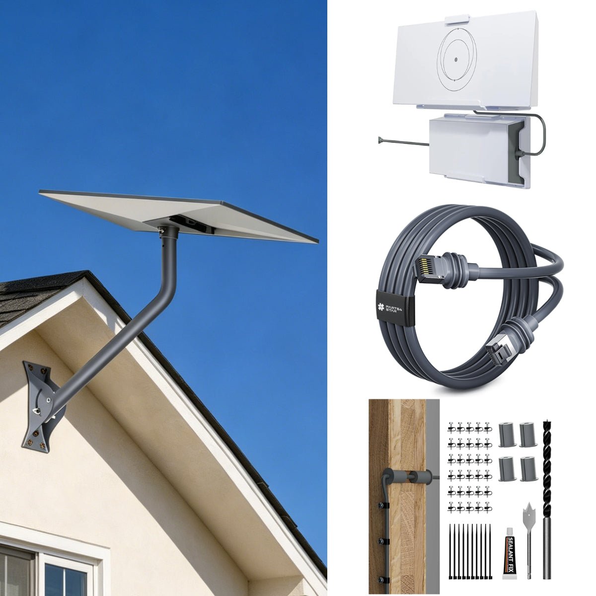Starlink Gen 3 26" Adjustable Wall Mount Kit with Router & Cable Mounts — Standard 4/4X